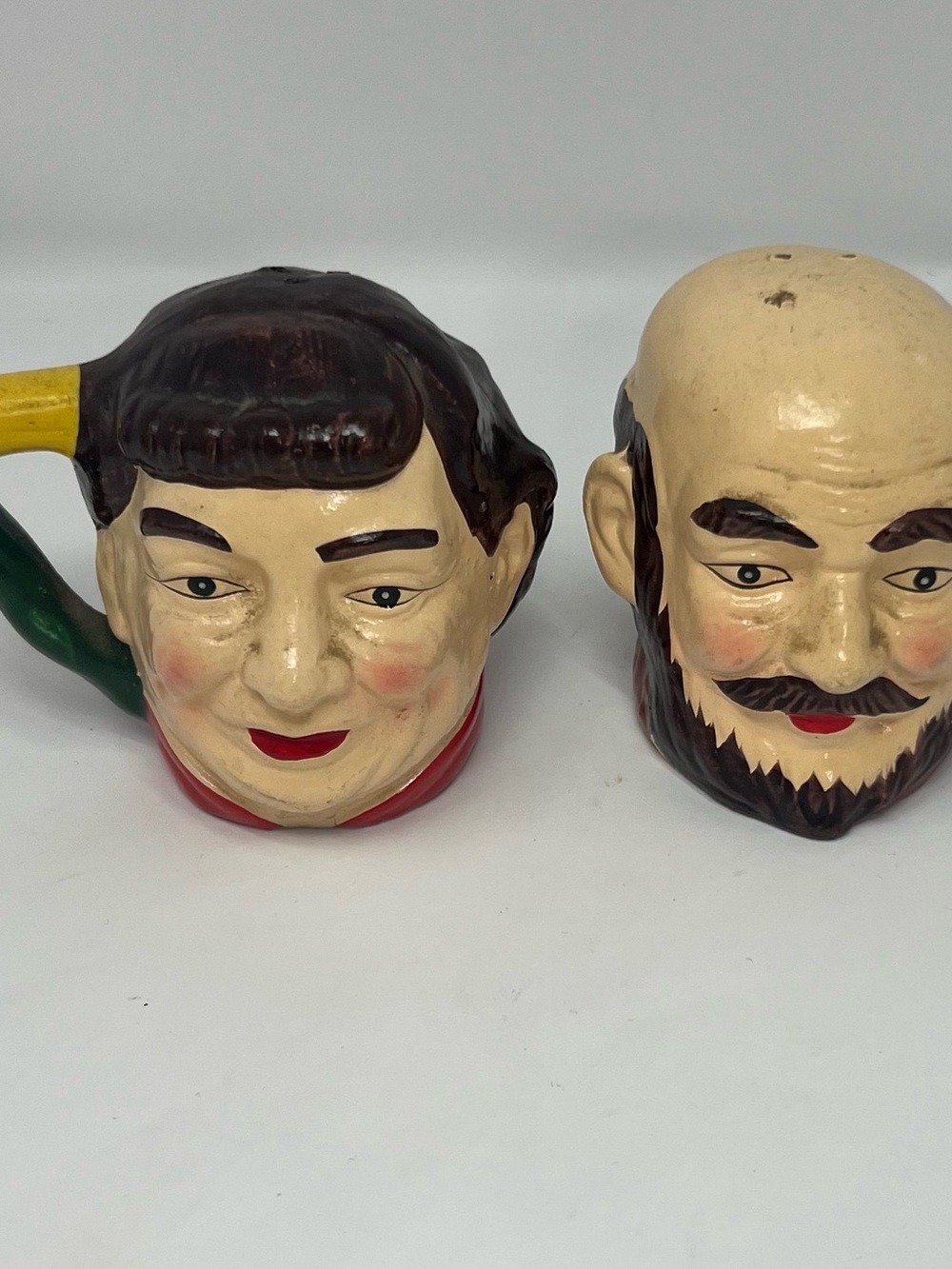 Vintage Salt And Pepper Shakers Figural Heads Couple  Made In Japan Mid Century